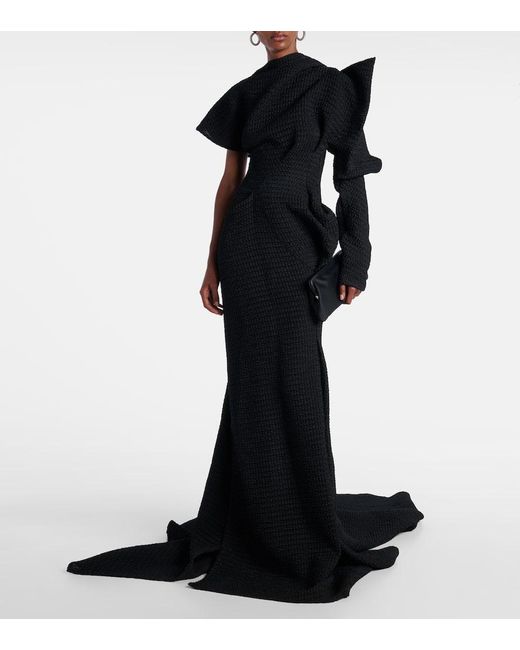 Maticevski Black Lyra Asymmetric Draped Gown