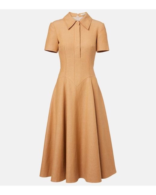 Emilia Wickstead Natural Jody Cotton And Linen Blend Dress