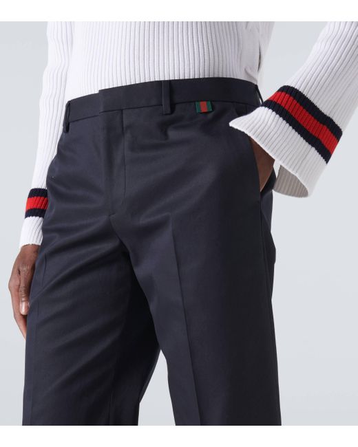 Pantalon droit en coton Gucci pour homme en coloris Blue