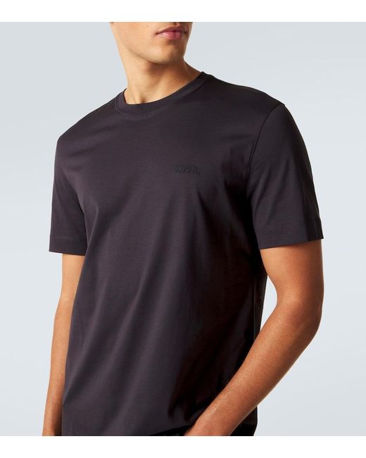 Zegna Black Logo Cotton Jersey T-Shirt for men