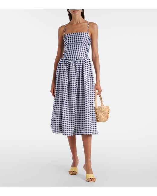 Self-Portrait Blue Gingham Midi Dress