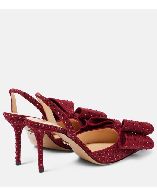 Mach & Mach Red Le Cadeau 85 Suede Slingback Pumps