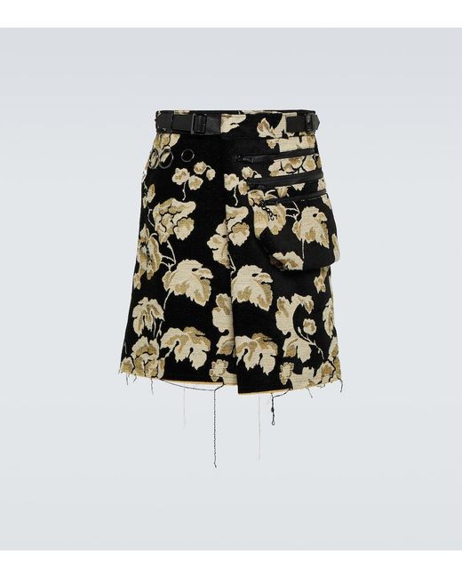 Undercover Black Floral Jacquard Skirt for men