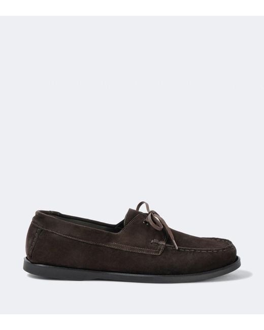 Saman Amel Black City Moc Suede Boat Shoes for men