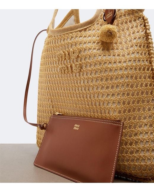 Miu Miu Natural Ivy Crochet Raffia Tote Bag