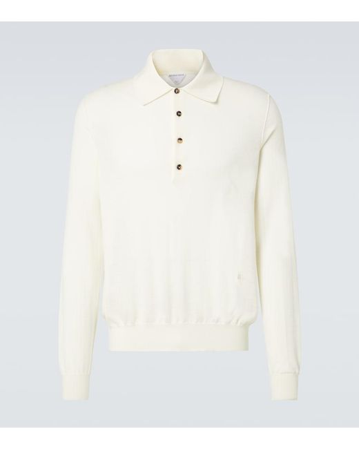 Bottega Veneta White Cashmere Polo Sweater for men