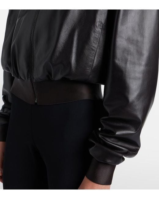 Gucci Black Leather Bomber Jacket