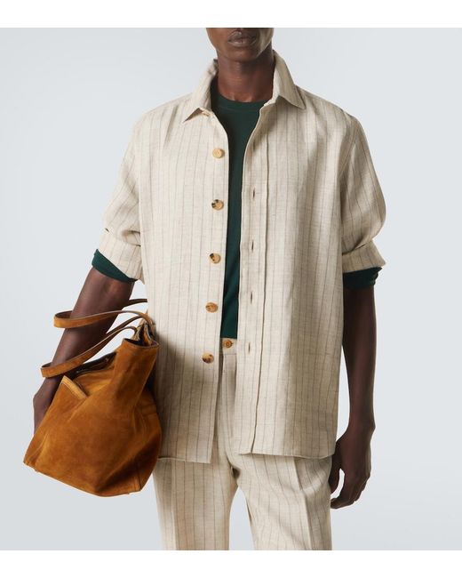Rubinacci Natural Striped Linen And Wool Shirt for men