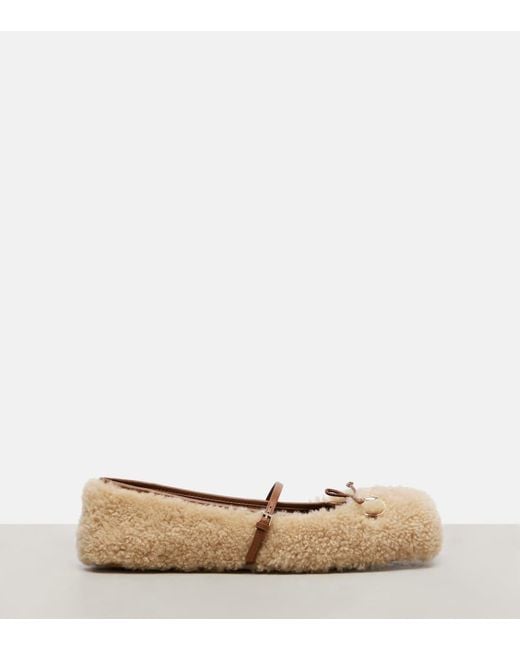 Ballerines Horsebit En Shearling Gucci en coloris Brown