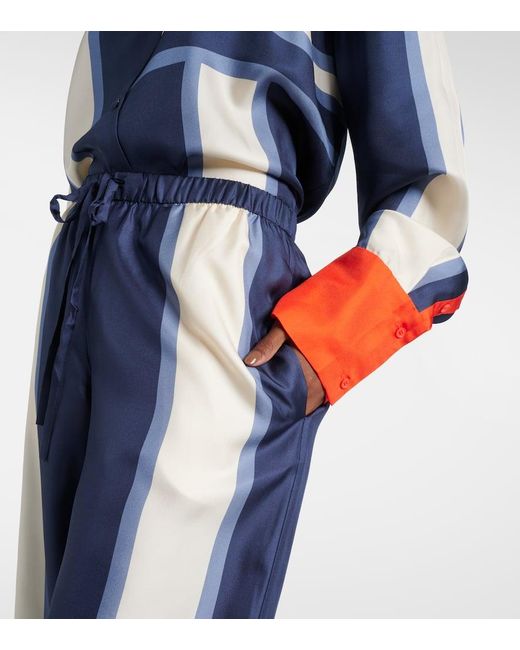 Pantalones Palazzo Dazed De Seda Estampados Sir de color Blue