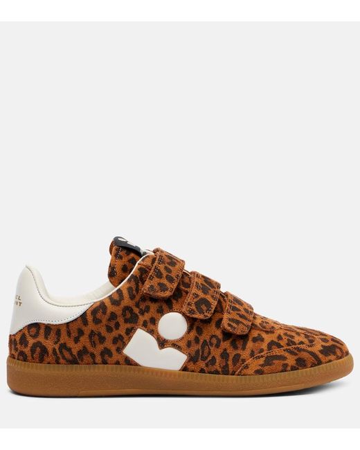 Isabel Marant Brown Bedruckte Sneakers Beth Aus Veloursleder