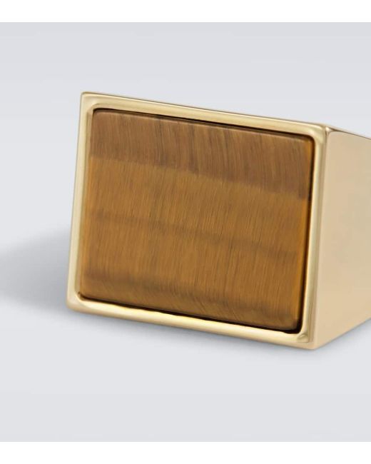 Anello Con Occhio Di Tigre di Dries Van Noten in White da Uomo
