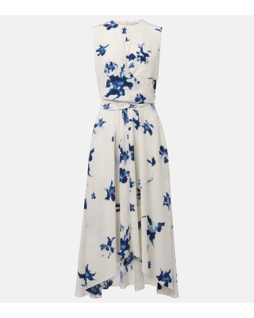 Altuzarra Blue Penny Floral Silk Wrap Dress