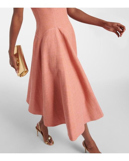 Emilia Wickstead Pink Jody Cotton And Linen Midi Dress