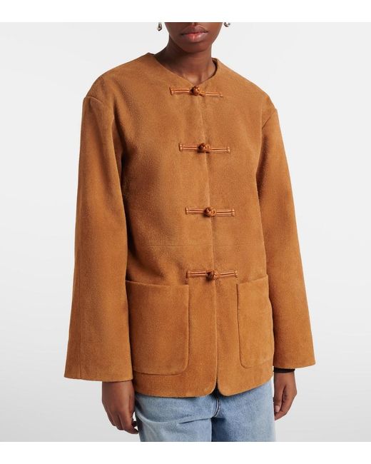 Rohe Brown Leather-Trimmed Suede Jacket