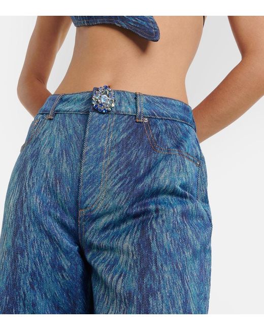 Jeans Flared Estampados Area de color Blue