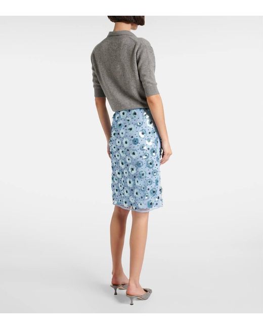 Mini-Jupe A Taille Haute Et A Fleurs ROTATE BIRGER CHRISTENSEN en coloris Blue