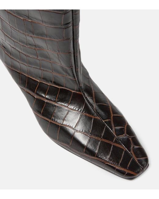 Totême  Black Wide Shaft Croc-effect Leather Knee-high Boots
