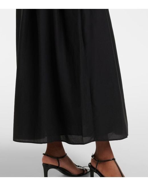 Loulou de Saison Black Naya Gathered Cotton And Silk Maxi Skirt