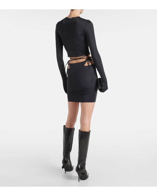 Minifalda de jersey con aberturas Vetements de color Black