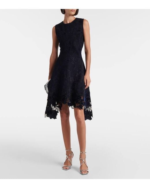 Oscar de la Renta Black Robe Aus Guipure-Spitze Und Samt