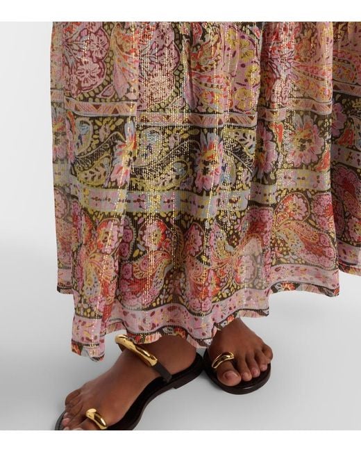 Rixo Multicolor Kamilah Floral Lame Maxi Dress