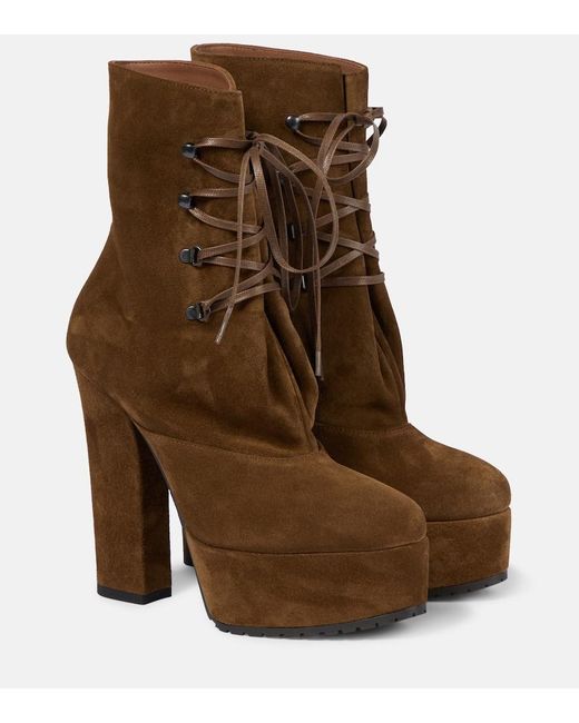 Alaïa Brown Trekk Suede Ankle Boots