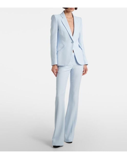 McQueen Blue Single-Breasted Blazer
