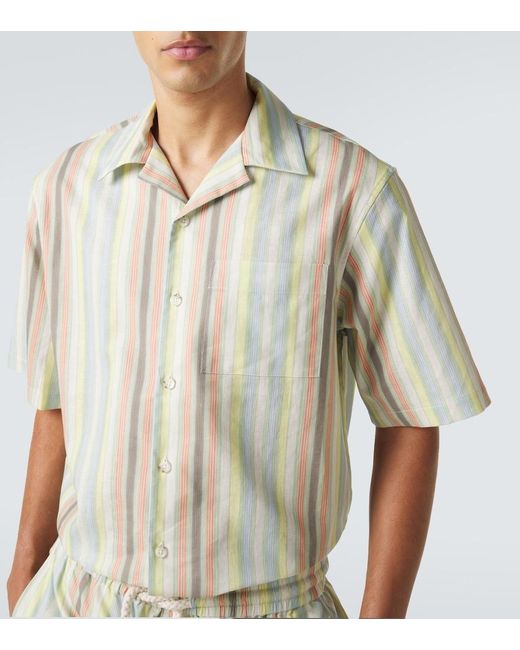 Commas White Striped Linen Shirt for men