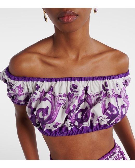 Dolce & Gabbana Purple Printed Crop Top