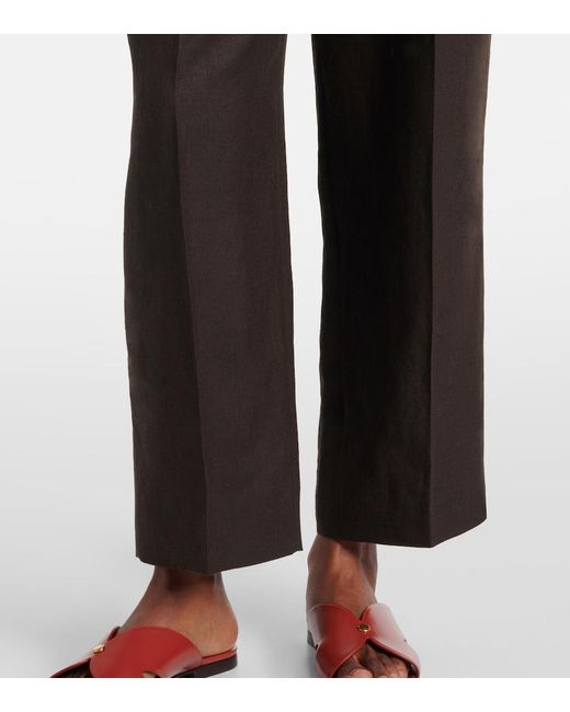 Loro Piana Black High-Rise Linen Straight Pants