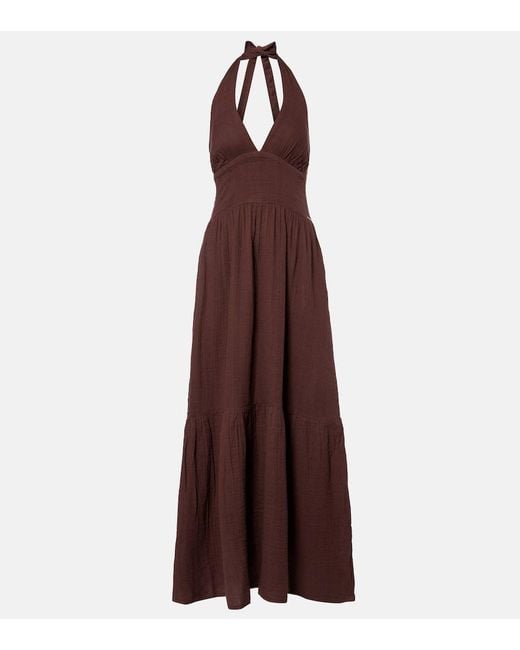 Melissa Odabash Purple Shay Halterneck Cotton Maxi Dress