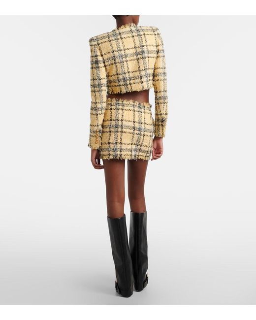 Balmain Metallic Sequined Cotton-Blend Tweed Miniskirt
