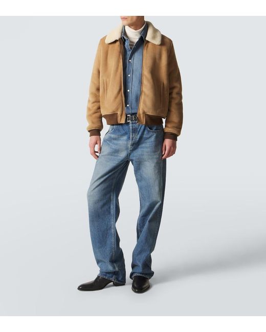 Saint Laurent Brown Shearling-Lined Suede Jacket for men