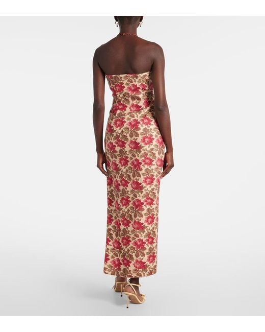 Posse Red Rosalie Floral Linen Bustier Dress