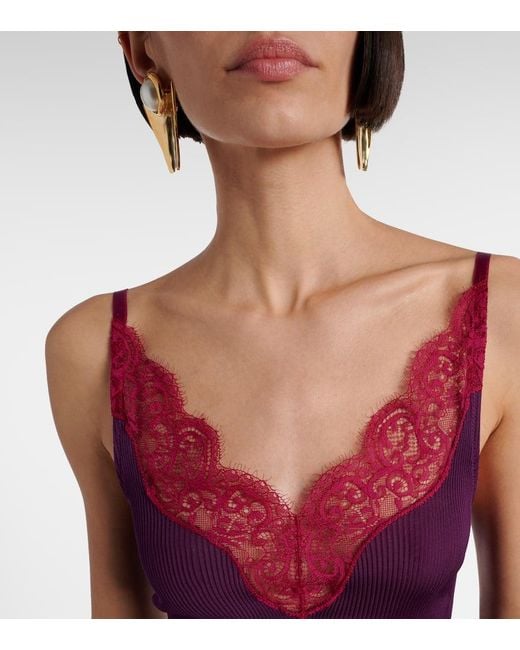 Saint Laurent Purple Lace Top