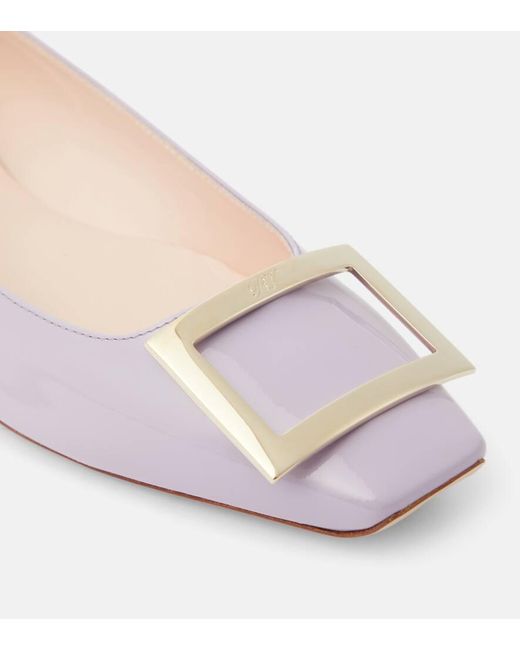 Roger Vivier Pink Quadrata Trompette Patent Leather Ballet Flats