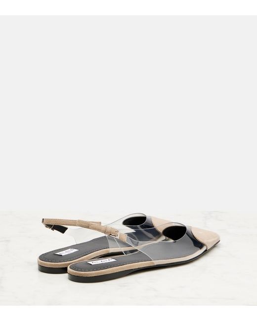 Alaïa White Cour Suede And Pvc Slingback Ballet Flats