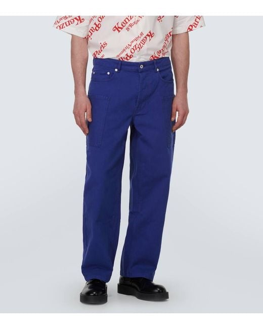 KENZO Blue Cotton Pants for men