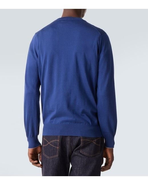 Brunello Cucinelli Pullover Aus Baumwolle in Blue für Herren