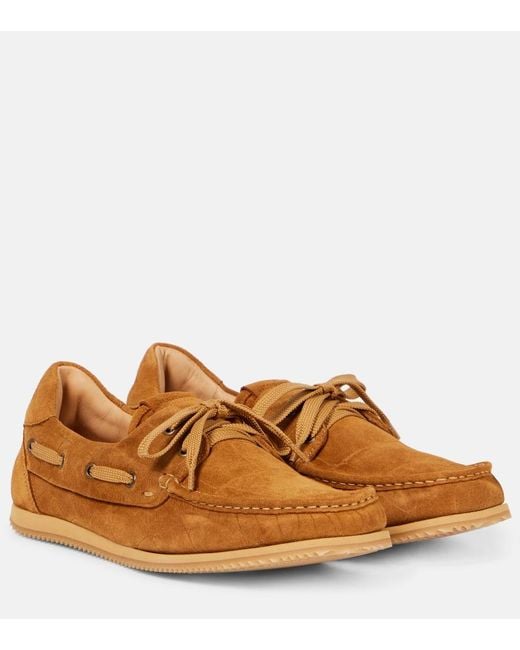 Jacquemus Brown Batto Croc-Effect Suede Boat Shoes
