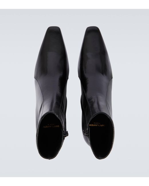 Saint Laurent Black Rainer Leather Ankle Boots for men