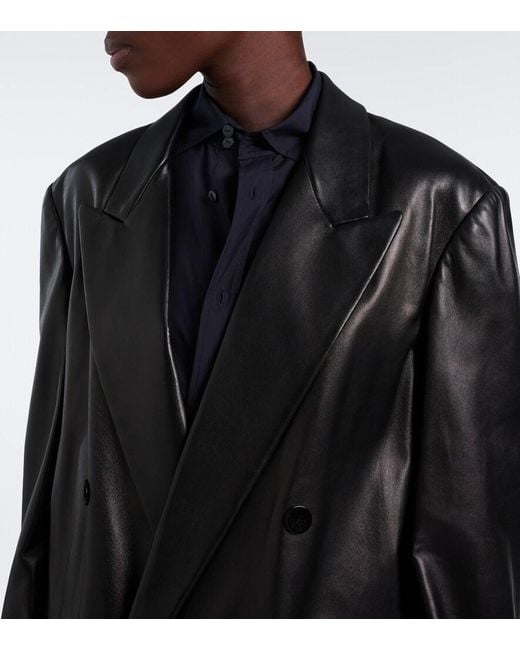 Gucci Black Double-Breasted Leather Jacket