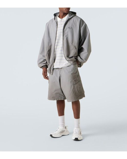 Balenciaga Gray Cotton Cargo Shorts for men