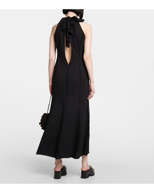 Dries Van Noten Black Ruffle-Trimmed Cotton Jersey Maxi Dress