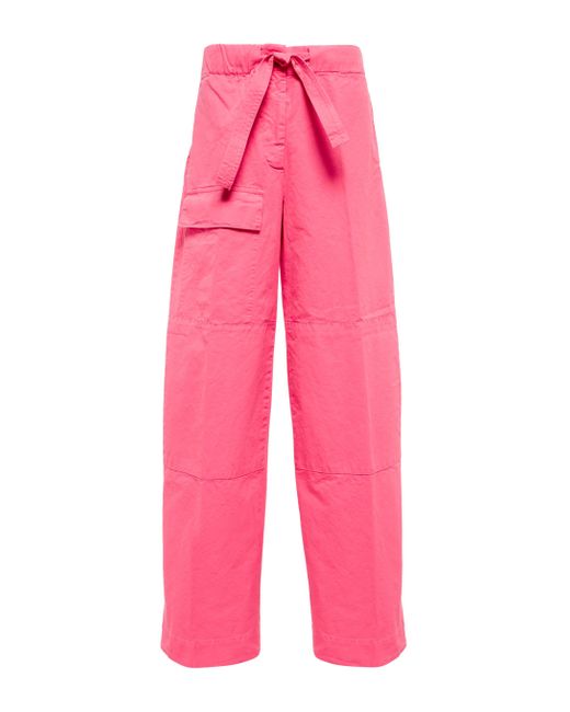 Damen Bekleidung Hosen und Chinos Hose mit gerader Passform Dries Van Noten Cargohose Mit Geradem Bein Aus Popeline in Pink 