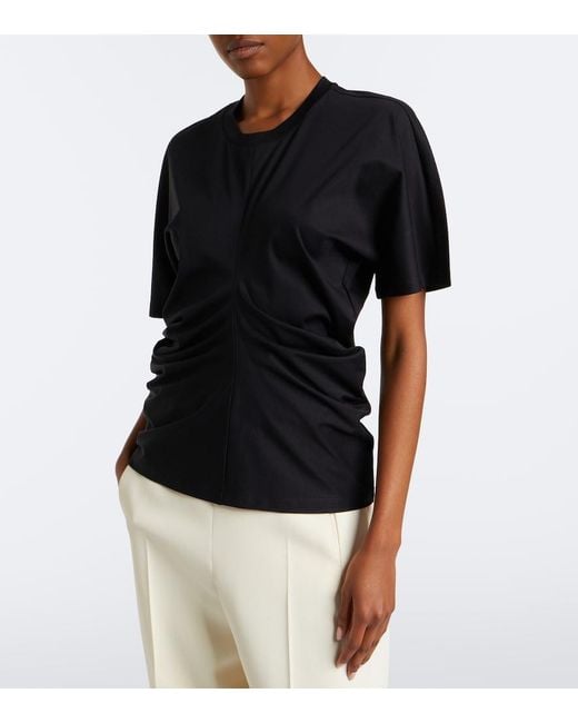 Rohe Black Gathered Cotton And Silk-Blend T-Shirt