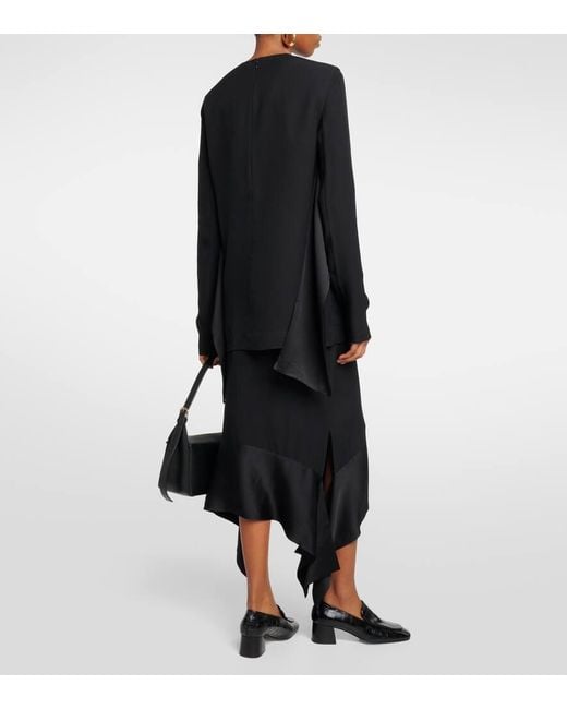Totême  Black Satin-Trimmed Crepe Top