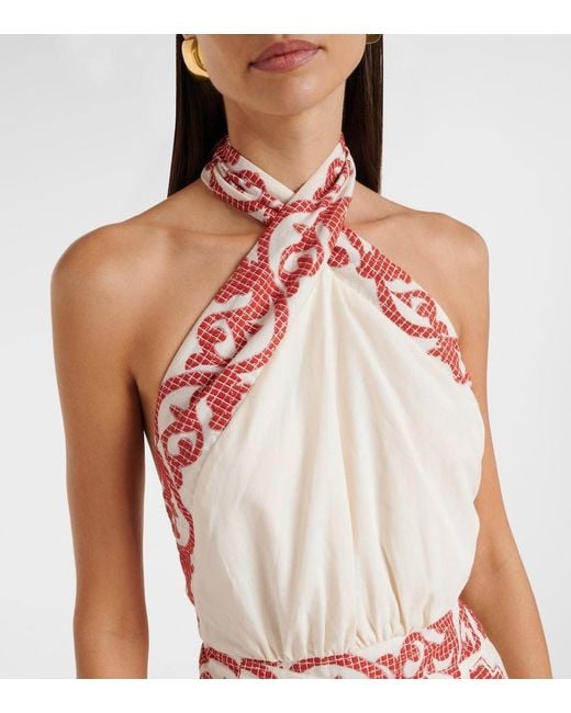 Johanna Ortiz Pink Printed Cotton Midi Dress