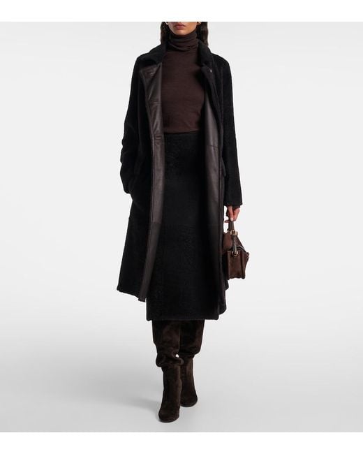 Yves Salomon Black Shearling Maxi Skirt